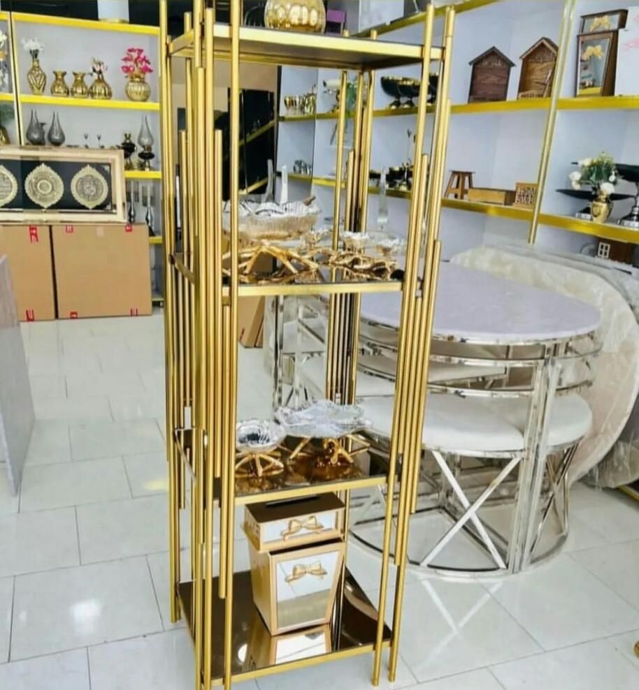 استند ویترین بوفه فلزی دکوری چهارطبقه پیانو مربع|بوفه، ویترین، کنسول|آفتاب, |دیوار