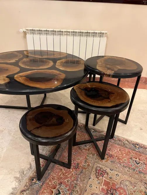 میز جاو مبلی با ۳ تا میز عسلی|مبلمان خانگی و میز عسلی|تهران, دروس|دیوار