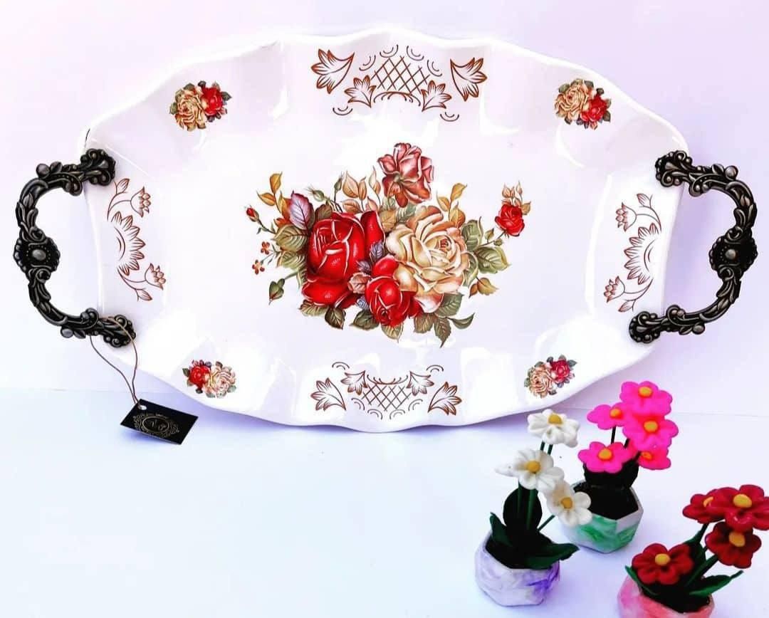 شیرینی خوری ومیوه خوری گلدار دسته پیوتر|ظروف سرو و پذیرایی|تبریز, |دیوار