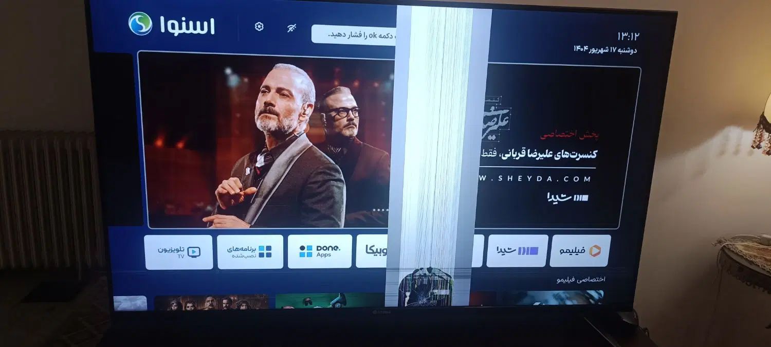 تلویزیون اسنوا ۵۵ اینچ شکسته نیاز به تعویض پنل|تلویزیون و پروژکتور|تهران, گلستان (شهرک راه آهن)|دیوار