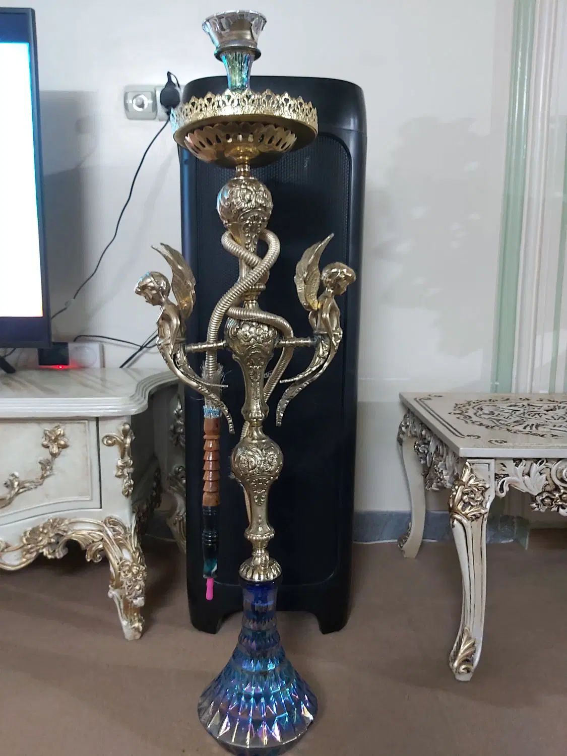 قلیان سلطنتی تنه دوفرشته برنجی|کلکسیون و سرگرمی|گلستان (تهران), |دیوار