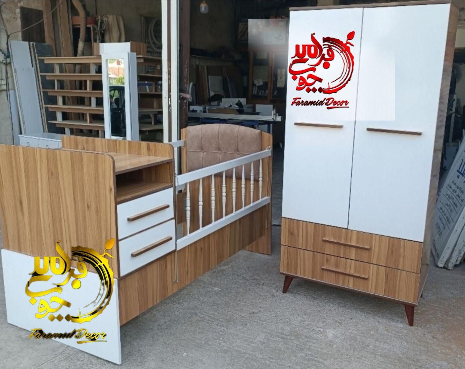 تخت خواب سیسمونی کودک ونوجوان ۲منظوره مدل*نایس*|تخت و سرویس خواب|رشت, استقامت ۲|دیوار