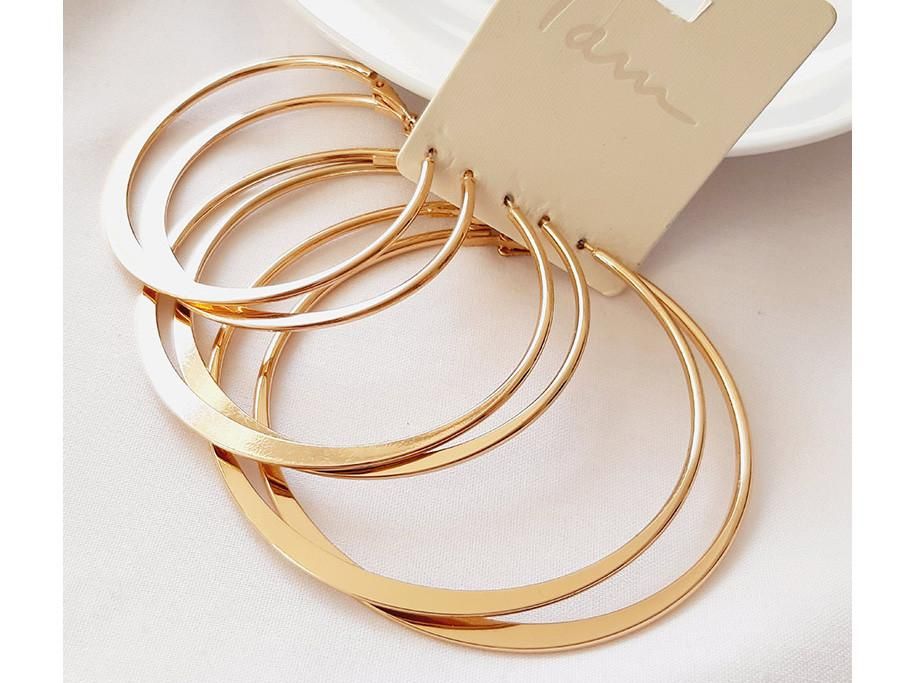 گوشواره حلقهای سه جفتی طلایی|بدلیجات|قزوین, |دیوار