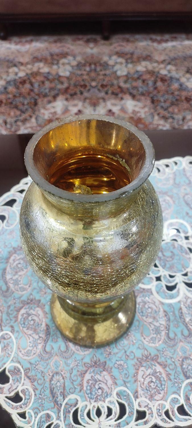 گلدان شیشه ای طلایی تزیینی|صنایع دستی و سایر لوازم تزئینی|اهواز, شهرک دانشگاه|دیوار