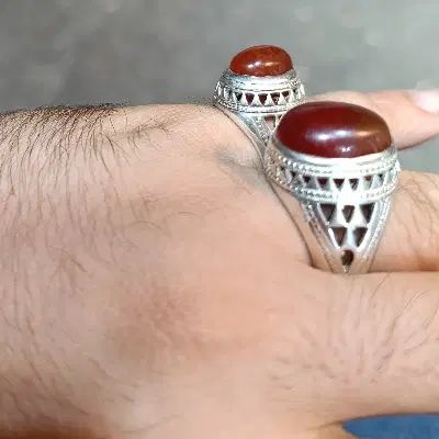 انگشتر نقره جفت کار رسول ۹۲۵ عقیق یمنی ۴۲ گرم|جواهرات|تهران, شهرک ولیعصر شمالی|دیوار