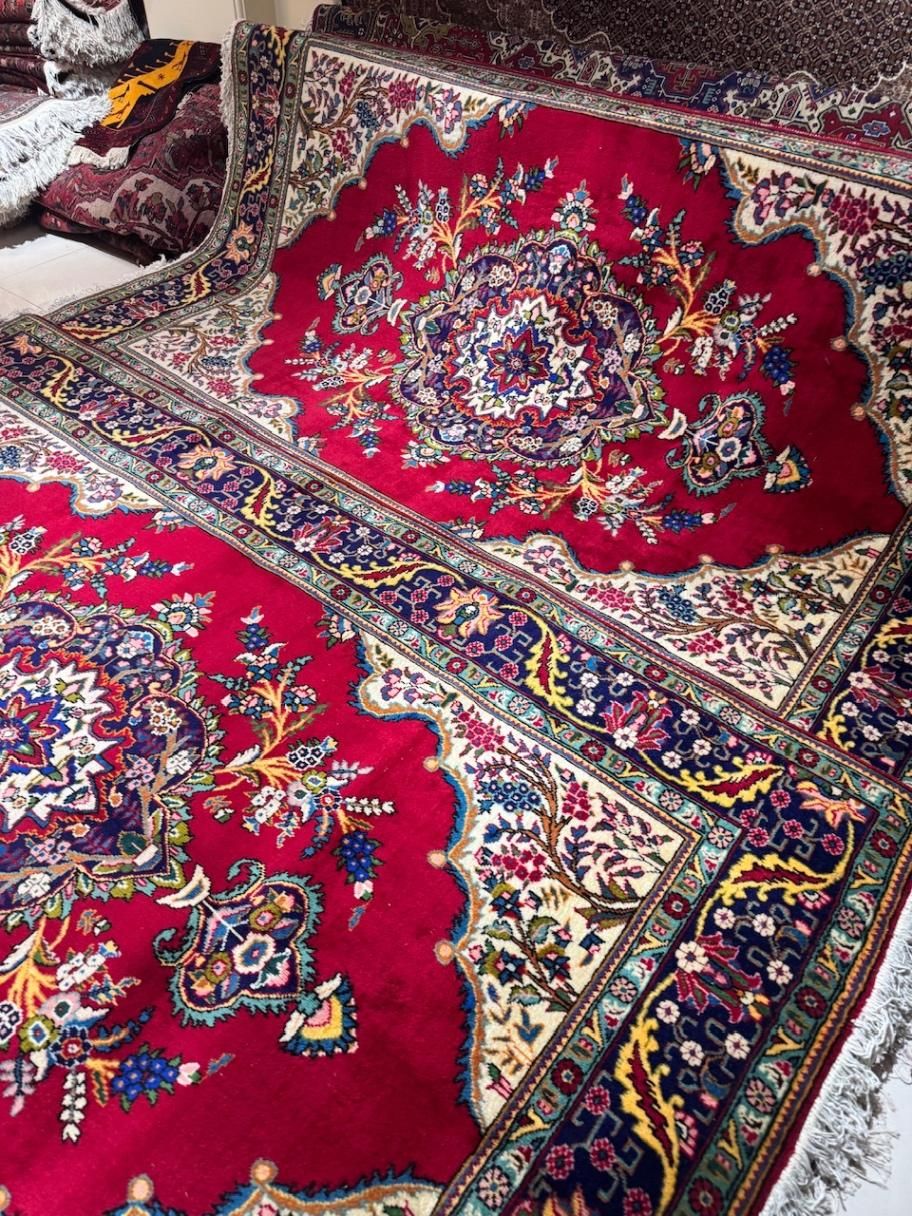 جفت ۶متری دستبافت تبریز کف ساده لاکی|فرش|تهران, فاطمی|دیوار