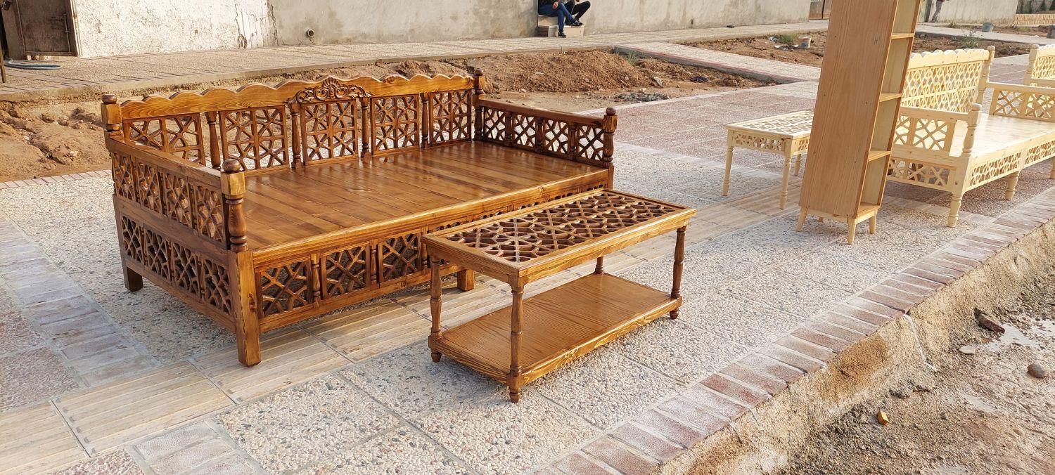 تخت چوبی سنتی گره چینی|مبلمان خانگی و میز عسلی|شیراز, شهرک گلها|دیوار