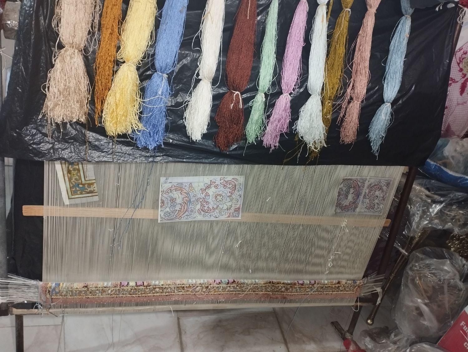 فرش دستباف نیمه کاره کاشان|گلیم، جاجیم، گبه|مراغه, |دیوار