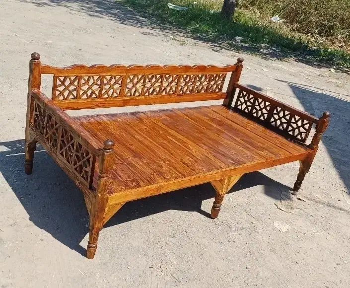 تخت سنتی چوبی مبل و مبلمان گره چینی باغی ویلایی|مبلمان خانگی و میز عسلی|رشت, لاکان|دیوار