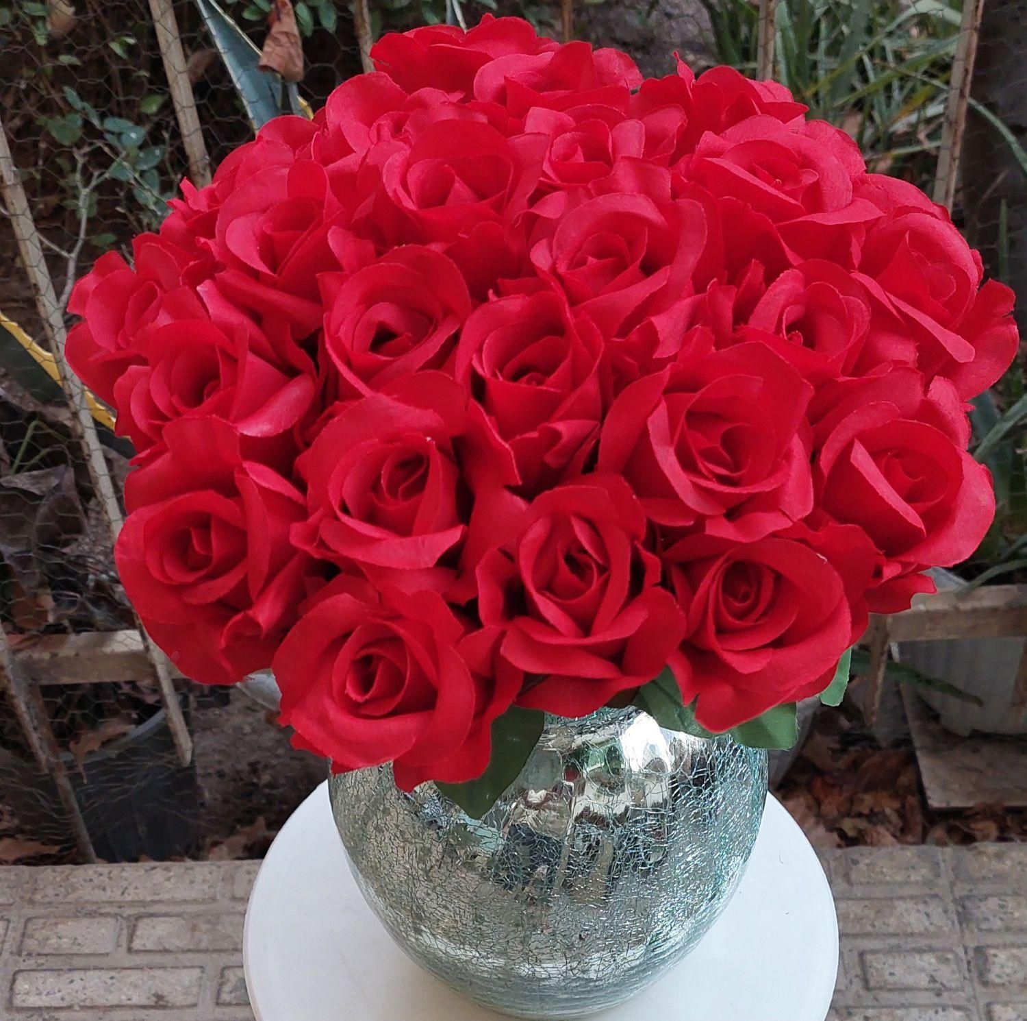 *گل رز باکارا شاخه ای پارچه ای قابل شستشو*|گل مصنوعی|قرچک, |دیوار