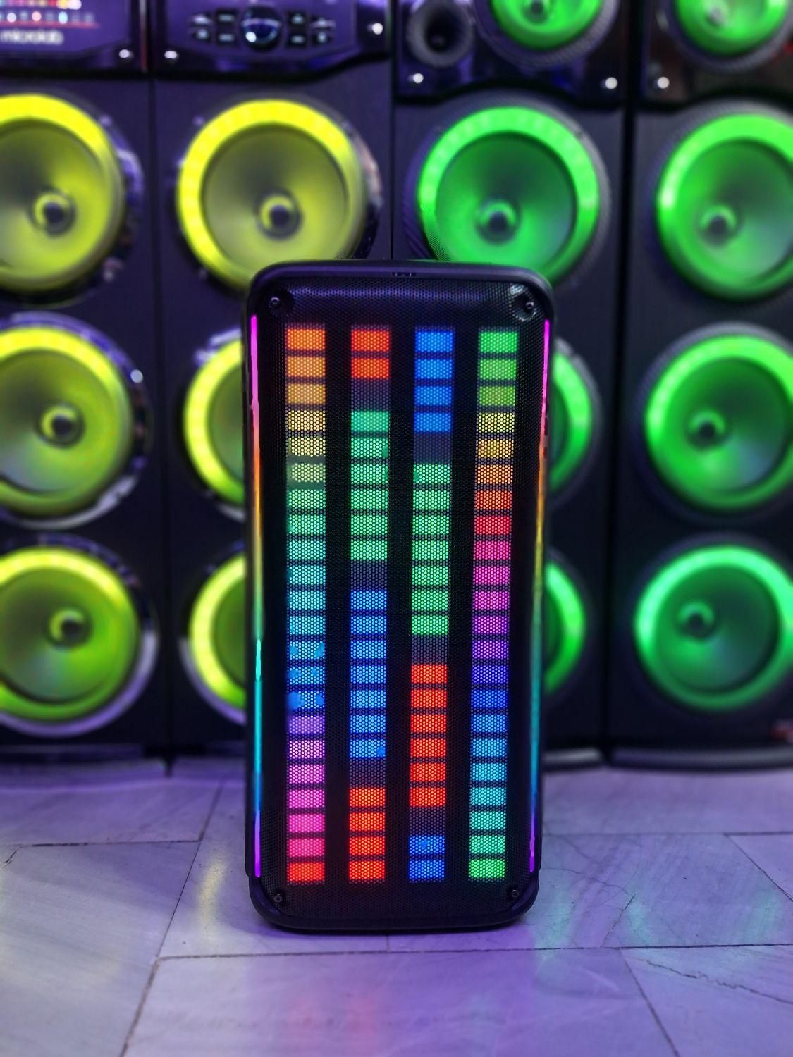 اسپیکر باند شارژی برقی قابل حمل رقص نوردار آکبند|سیستم صوتی خانگی|مشهد, سراب|دیوار