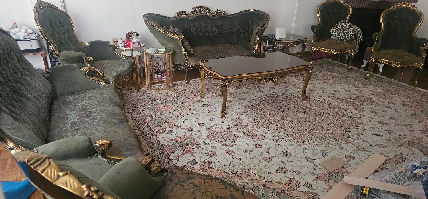 مبلمان کلاسیک استیل چوبی ۹نفره و جلو مبلی|مبلمان خانگی و میز عسلی|تهران, میرداماد|دیوار