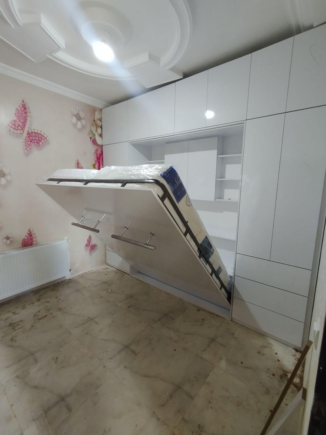 تخت تاشو رنگ گردویی(کد۱۲۰۱)|تخت و سرویس خواب|رشت, انصاری|دیوار