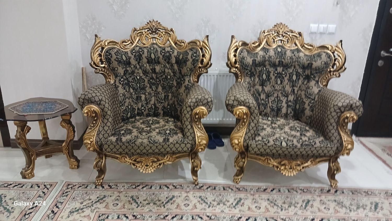 مبل استیل۹نفره  چوب طلایی باویتربن طلایی|مبلمان خانگی و میز عسلی|اصفهان, کوی امیریه|دیوار