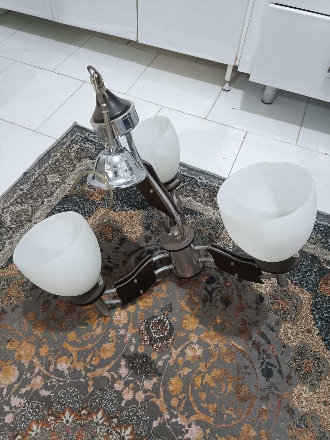 لوستر چوب و فلز|لوستر و چراغ آویز|اهواز, سپیدار|دیوار