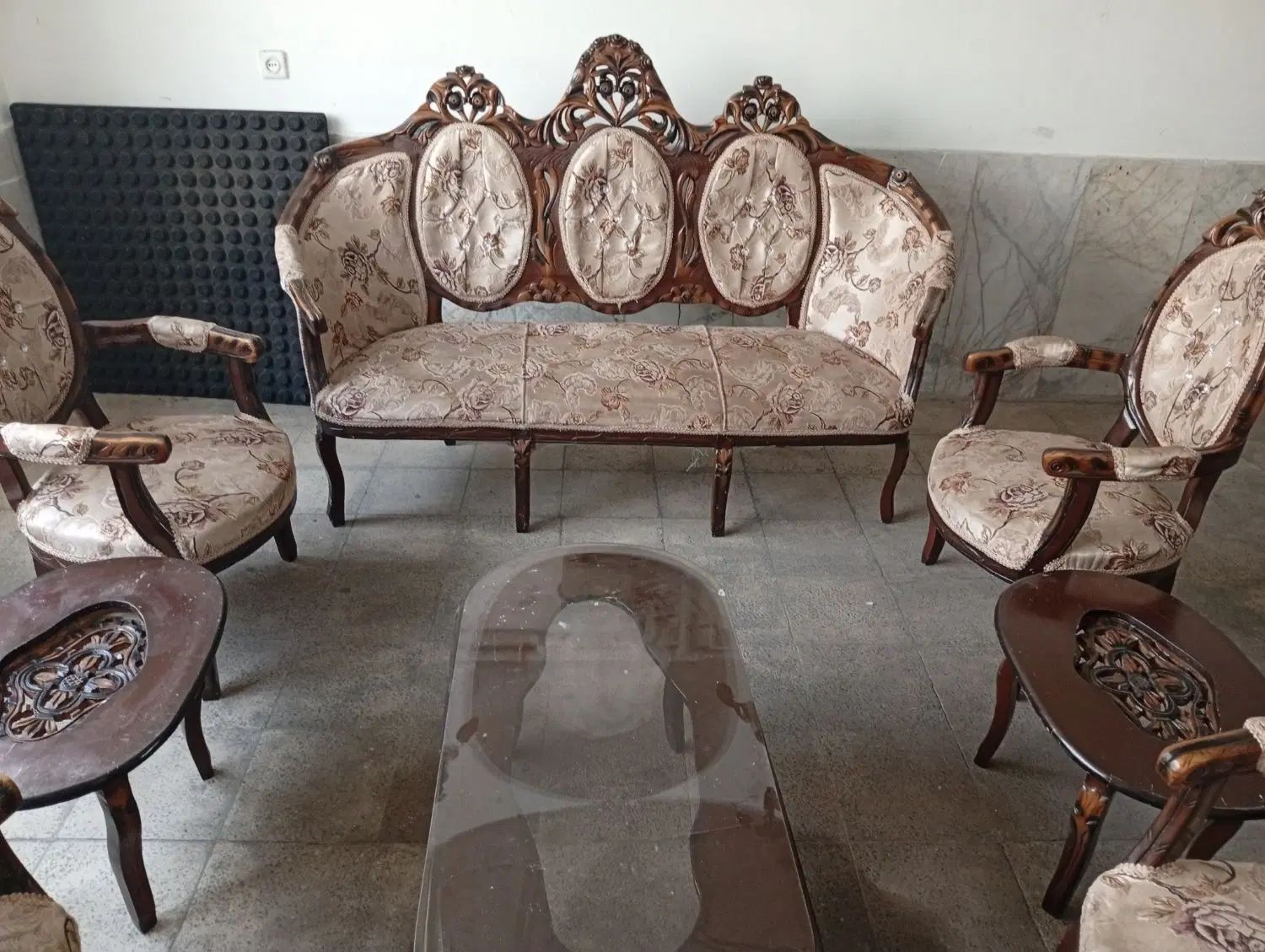مبل استیل ۸ نفره چوب قدیمی|مبلمان خانگی و میز عسلی|کرج, شهرک شهرداری|دیوار