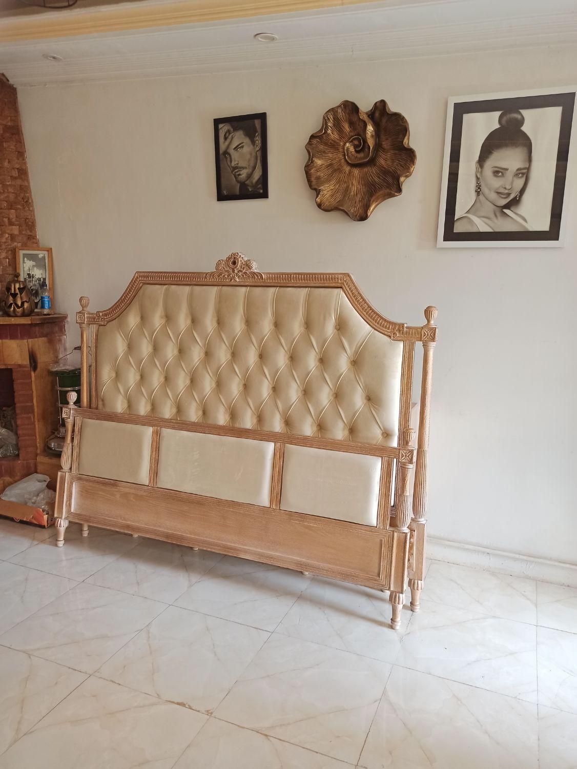 تخت خواب چوبی دو نفره ونوجوان ست کامل|تخت و سرویس خواب|پردیس, سیاه سنگ|دیوار