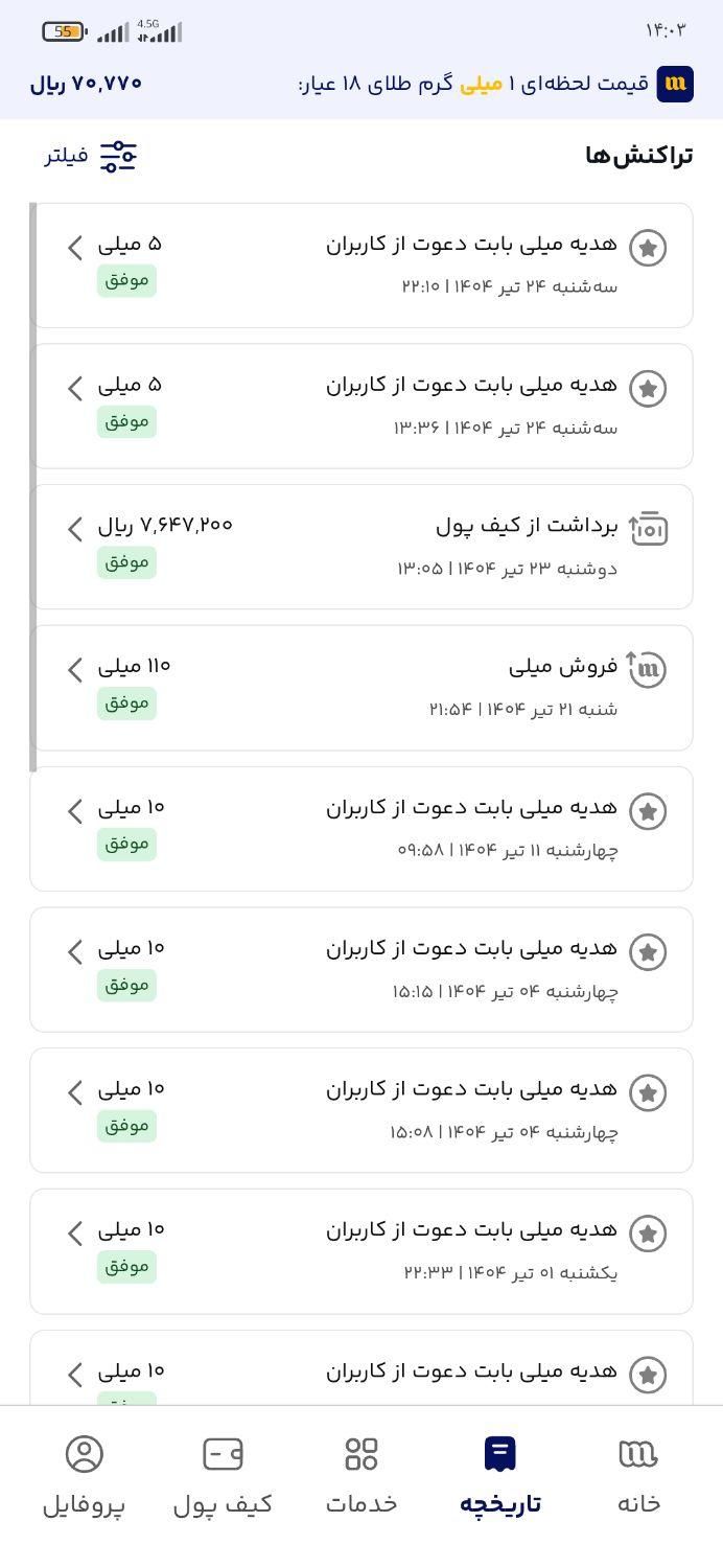 میلی گلد|کارت هدیه و تخفیف|زاهدان, |دیوار