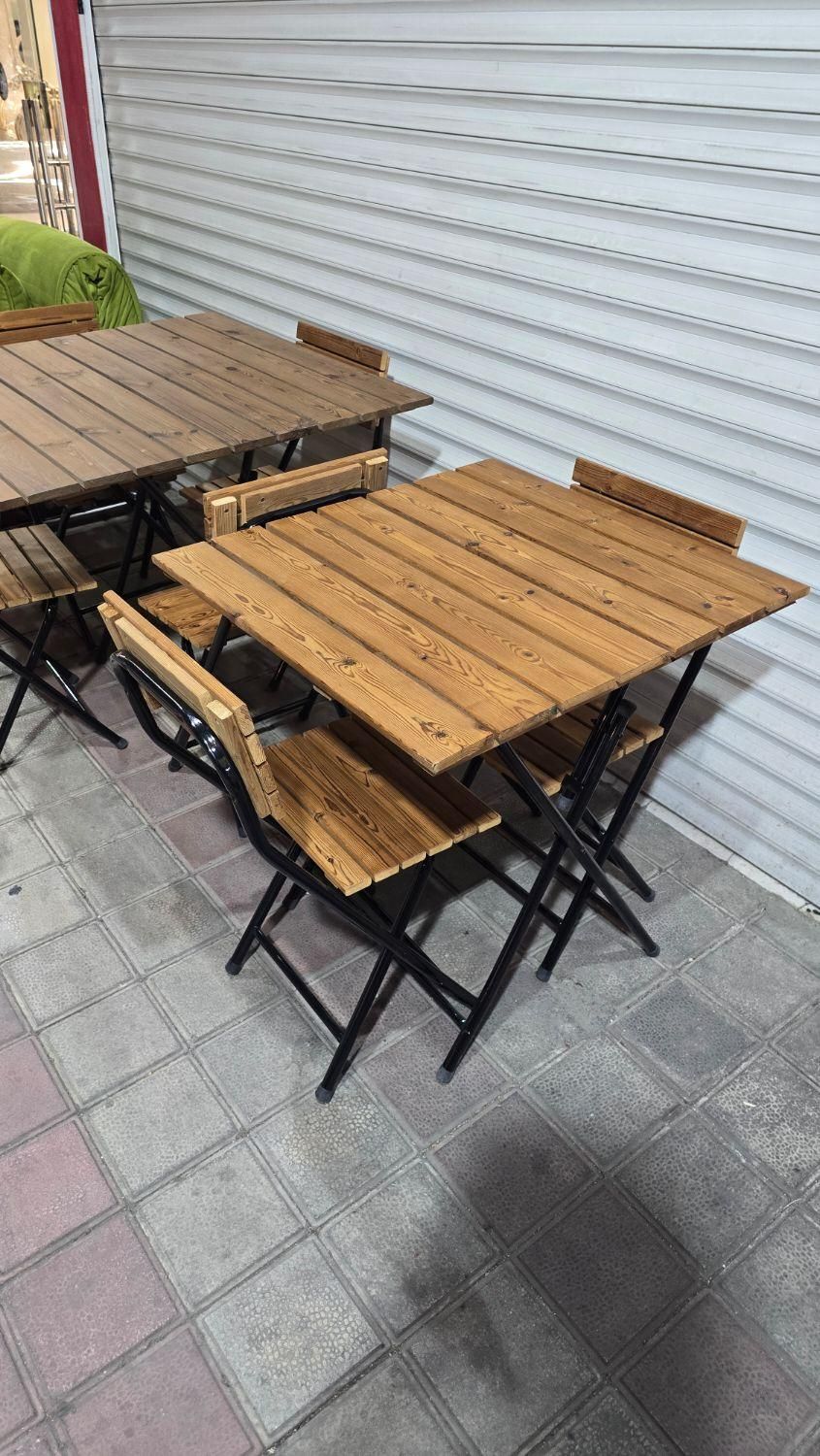 میز ناهارخوری فلز چوب تاشو|میز و صندلی غذاخوری|رشت, رودبارتان|دیوار