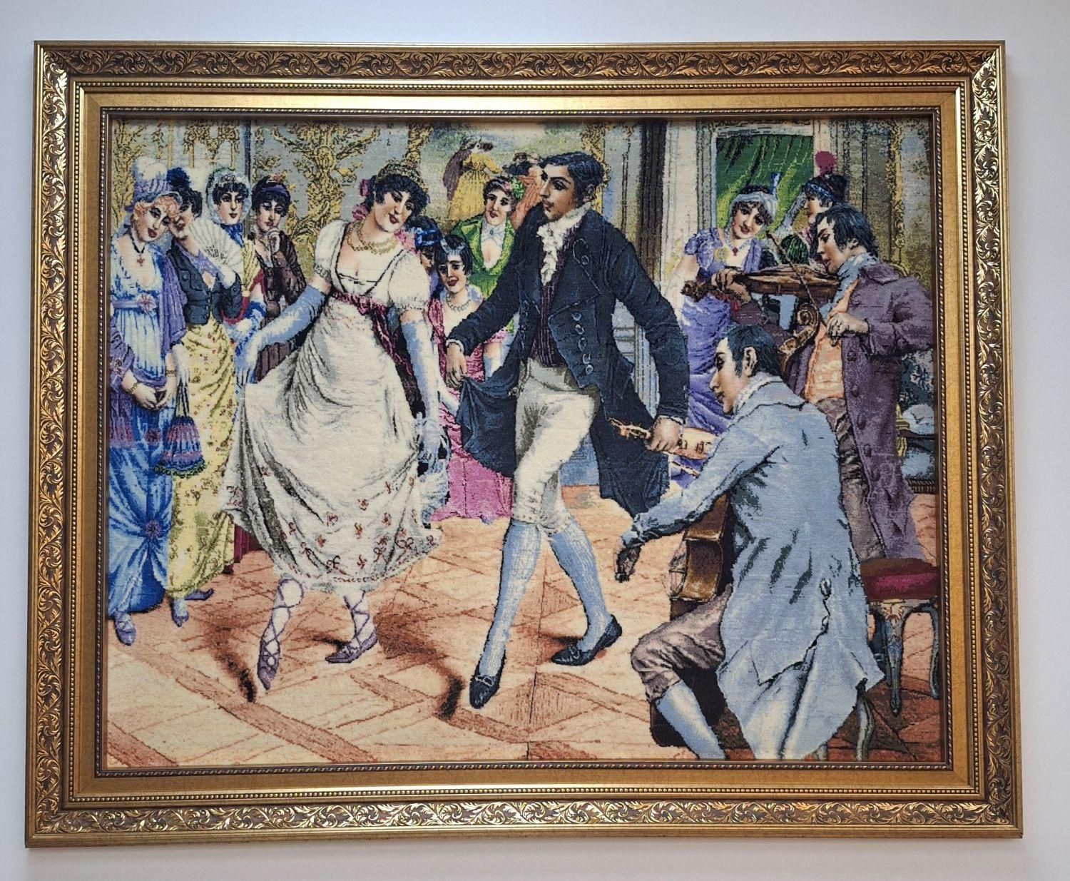 تابلو فرش دستباف چله ابریشم رقص فرانسوی ۱۳۰*۱۰۰|تابلو فرش|تهران, صادقیه|دیوار
