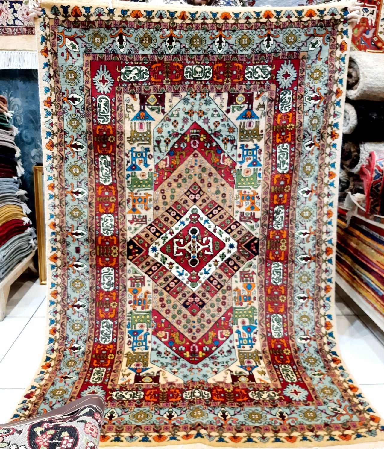 قالیچه سه متری کرم طرح کوبایی گل ابریشم قشقایی|فرش|تهران, حر|دیوار
