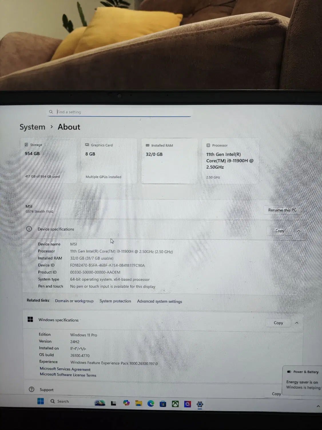 لبتاب msi gs76 11ug ال سی دی ۳۶۰ هرتز|رایانه همراه|مشهد, رضاشهر|دیوار