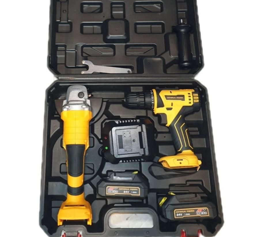 کیت دوقلو صنعتی دریل و مینی سنگ فرز شارژی|ابزارآلات|اصفهان, کشاورزی|دیوار