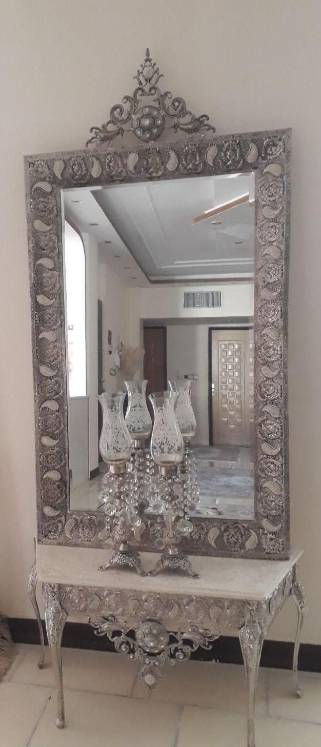 ست کامل آینه شمعدان برنج کنسول|بوفه، ویترین، کنسول|شهرکرد, |دیوار