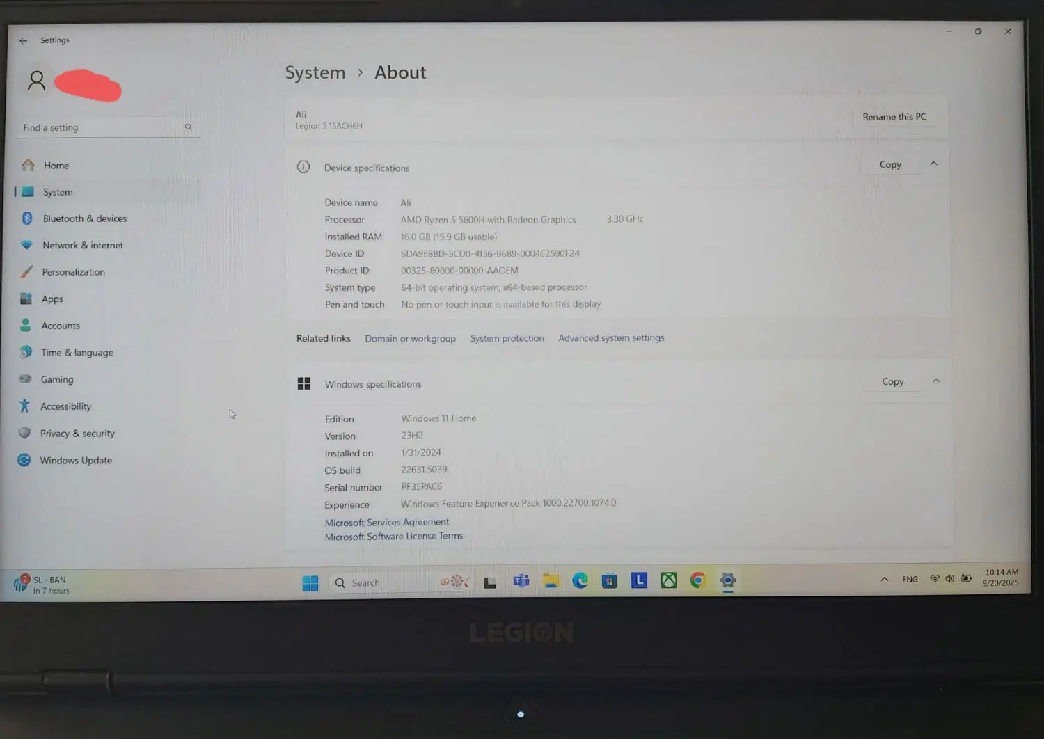 لپ تاپ لنوو  لژیون ۵، گیمینگ، گرافیک RTX 3070|رایانه همراه|تهران, اقدسیه|دیوار