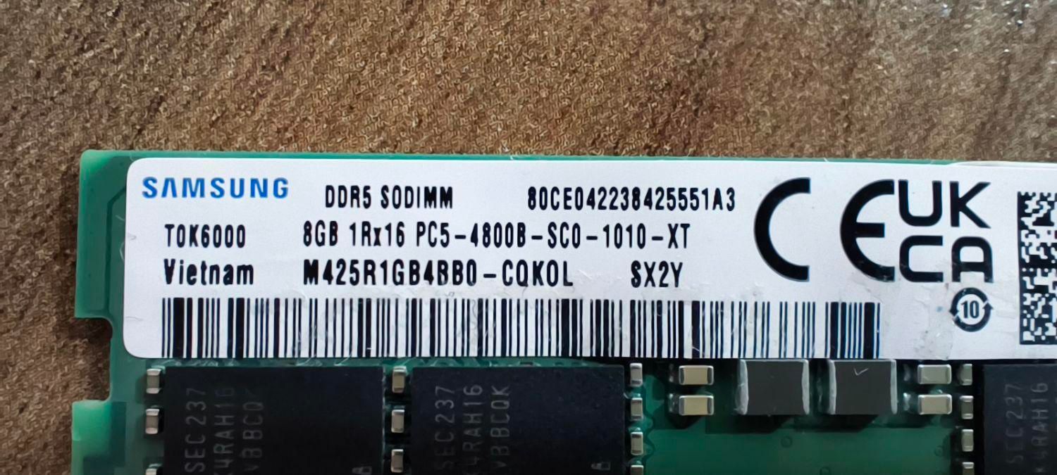 رم لپتاپ DDR5 4800 سامسونگ 16 گیگابایت (2*8GB)|قطعات و لوازم جانبی رایانه|اهواز, فاز ۲ پادادشهر|دیوار