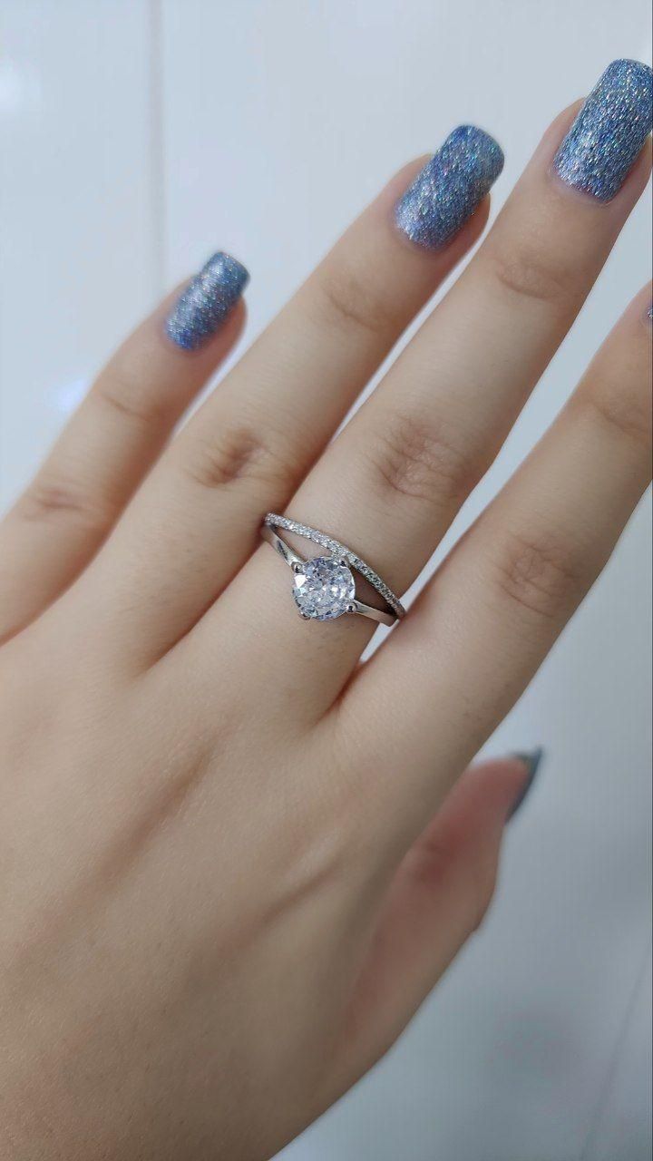 انگشتر دو لاین تک نگین نقره اصل ۹۲۵|بدلیجات|کرمانشاه, |دیوار