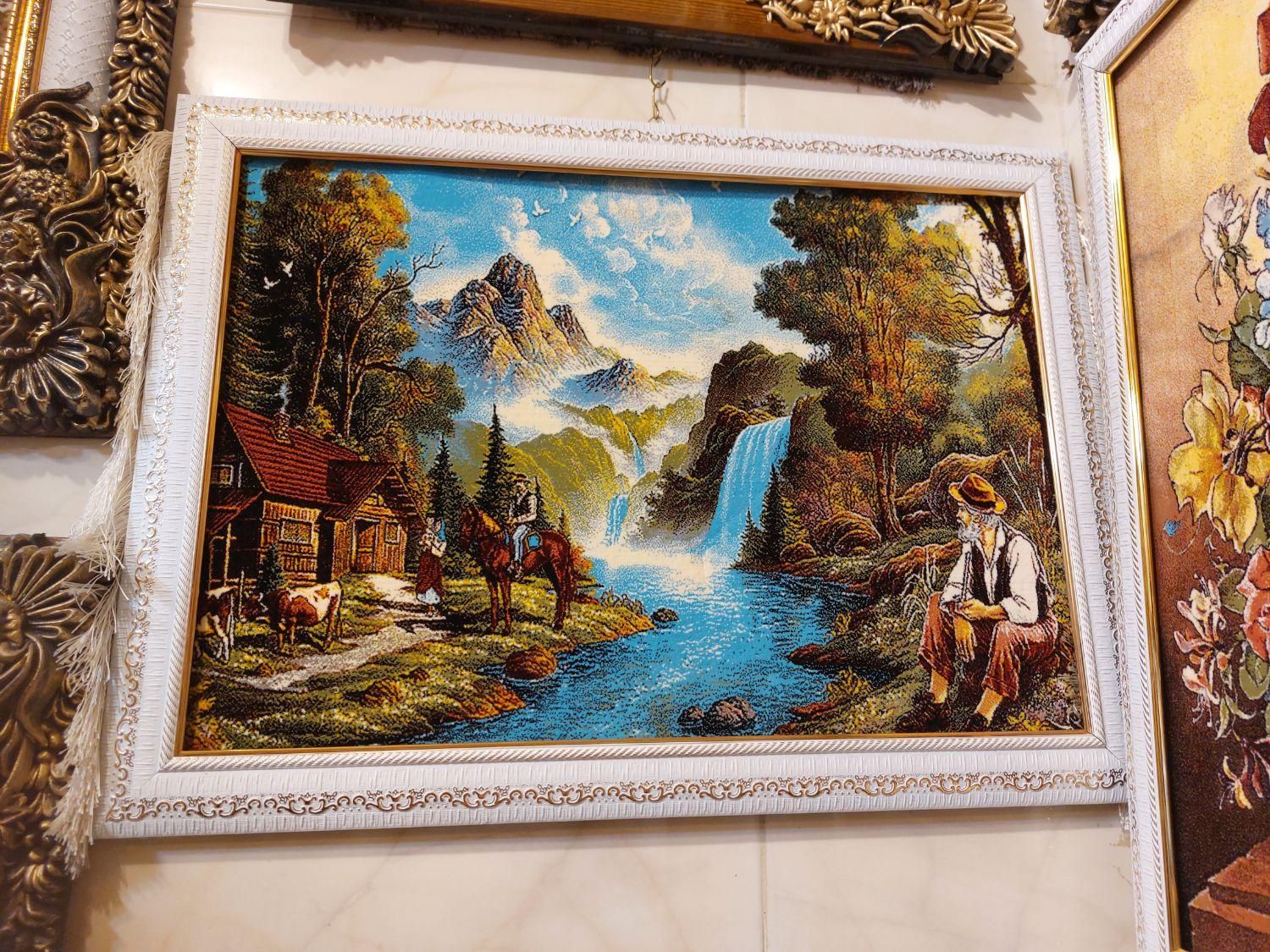 تابلو فرش منظره ،گل،تصویری|تابلو فرش|اصفهان, عطار نیشابوری|دیوار