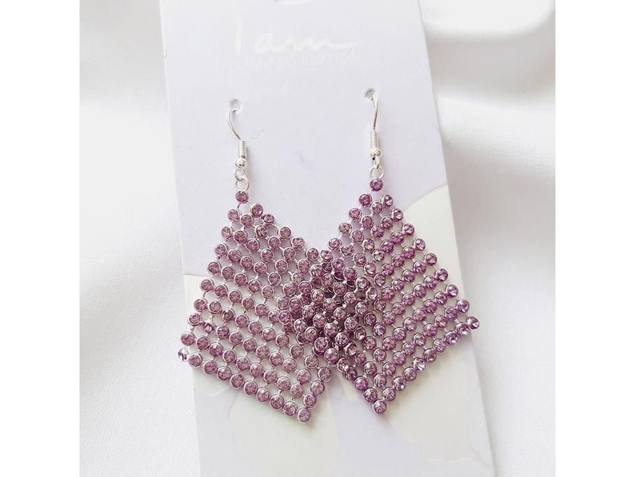 گوشواره آویز بلند نگینی یاسی|بدلیجات|بندرعباس, |دیوار