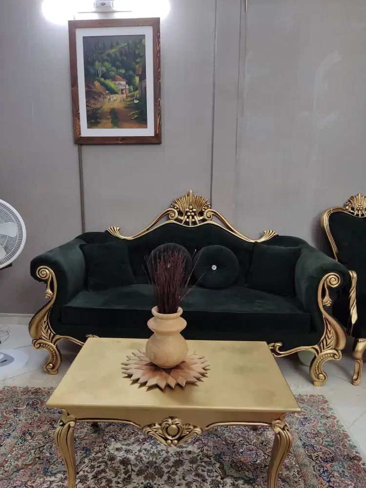 مبلمان هفت نفره ورق طلا|مبلمان خانگی و میز عسلی|مشهد, ارمغان|دیوار