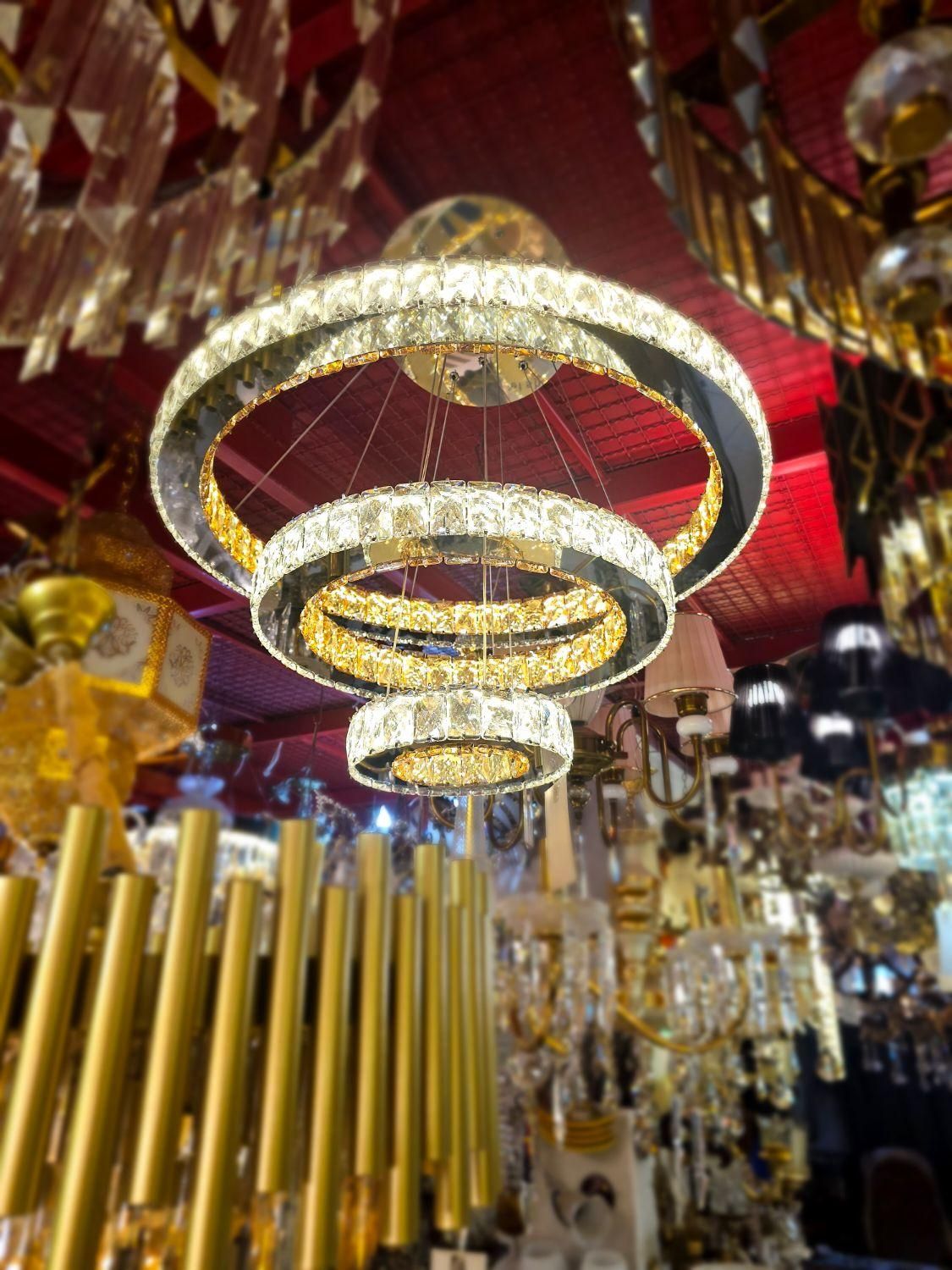 لوستر کریستالی ال ای دی سه طبقه|لوستر و چراغ آویز|کرمان, |دیوار