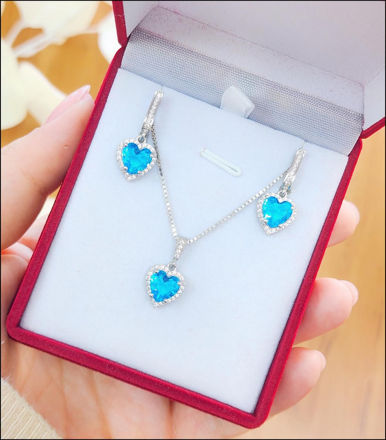 نیم ست نقره قلب سبز green &love روکش طلا کادویی|بدلیجات|تبریز, |دیوار