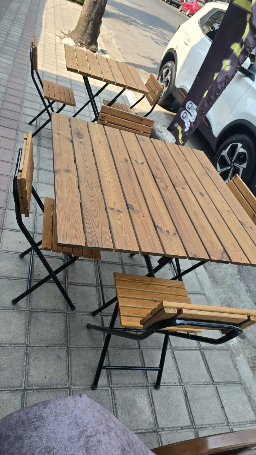 میز ناهارخوری فلز چوب تاشو|میز و صندلی غذاخوری|رشت, رودبارتان|دیوار