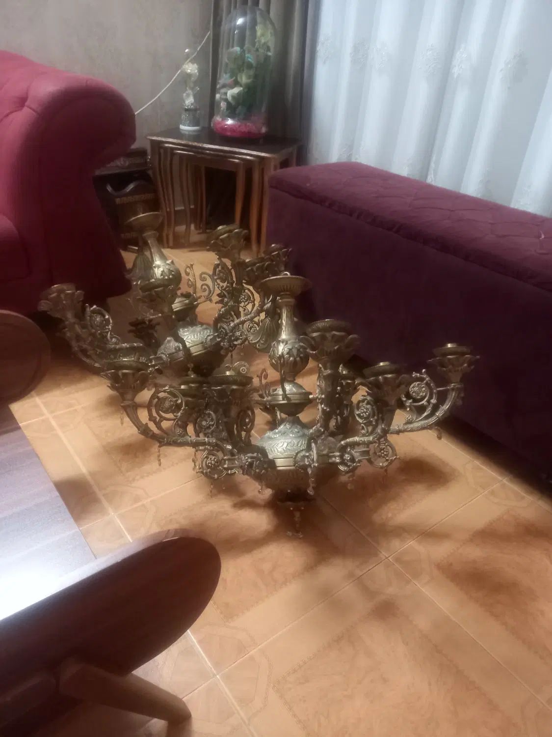 لوستر تمام برنز|لوستر و چراغ آویز|تهران, اتابک|دیوار