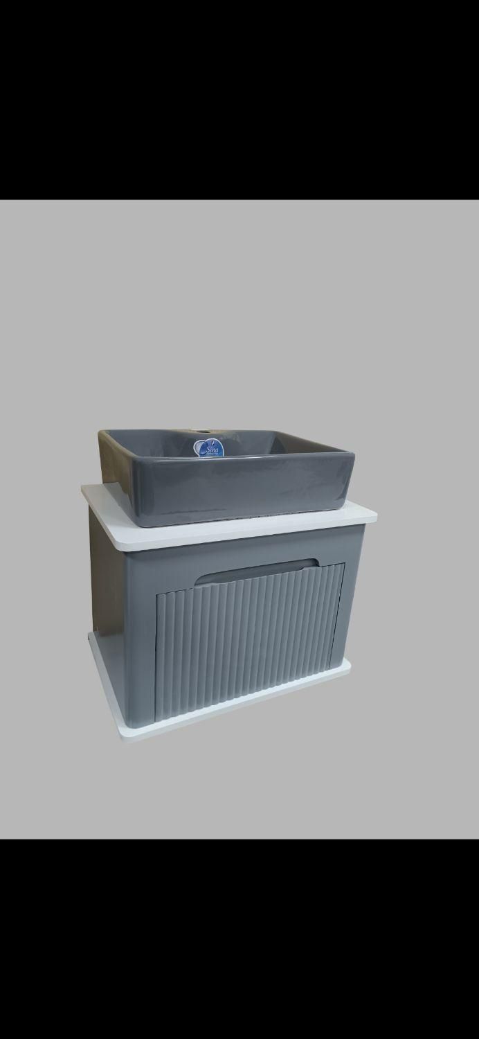 روشویی کابینتی طرح بامبو 60×40 با سنگ طوسی کد 004|لوازم سرویس بهداشتی|کرج, گلشهر|دیوار