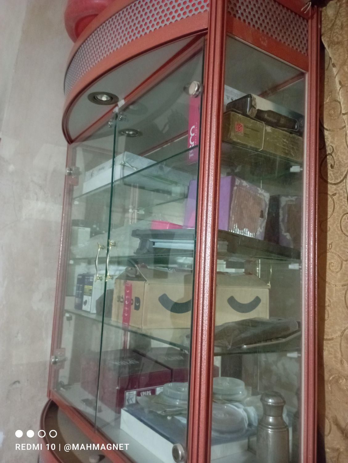 ویترین آلومینیوم آیینه چراغدار|بوفه، ویترین، کنسول|لنجان, |دیوار