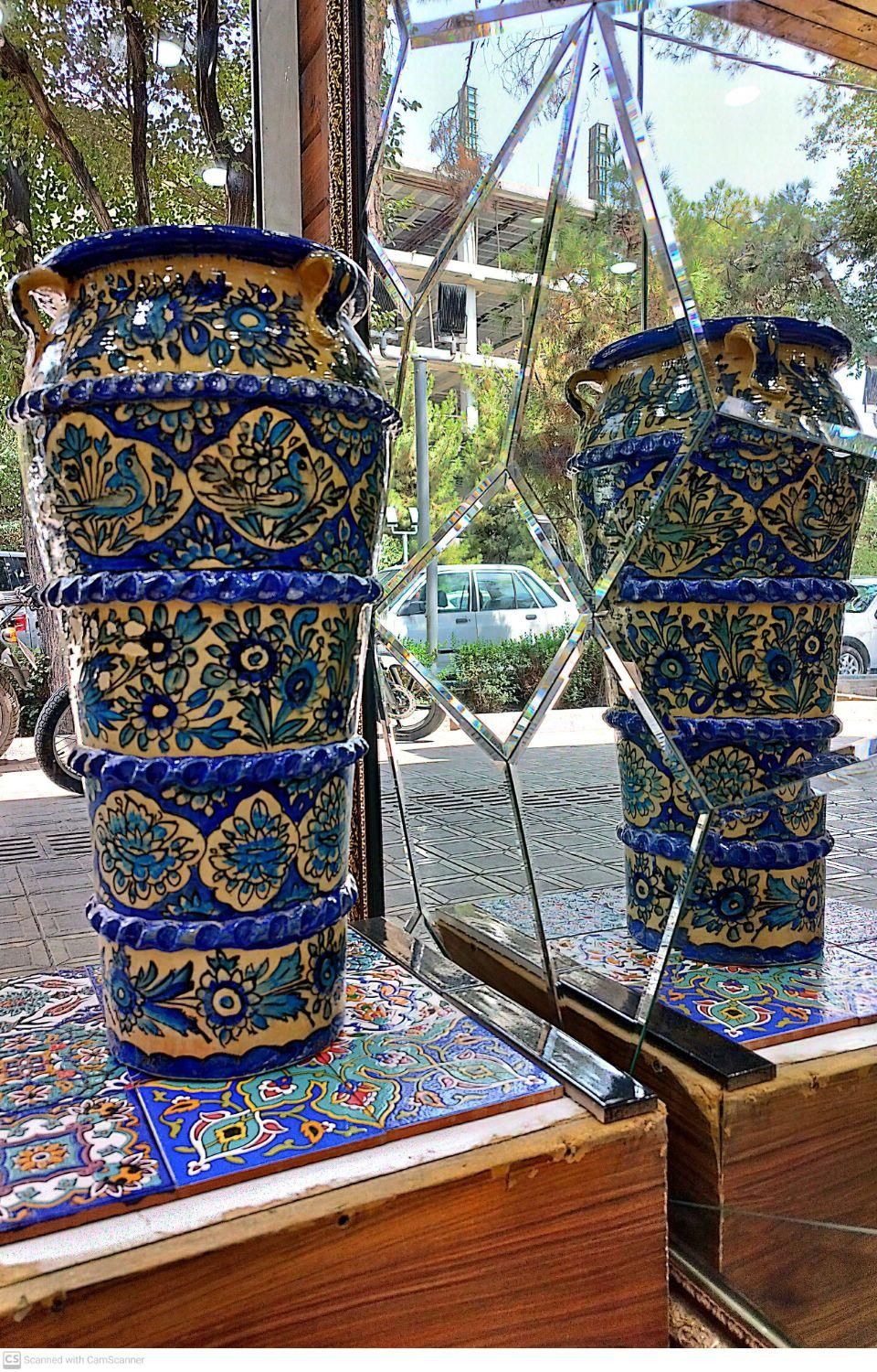 گلدان قاجاری گل برجسته|صنایع دستی و سایر لوازم تزئینی|اصفهان, بوستان آینه خانه|دیوار
