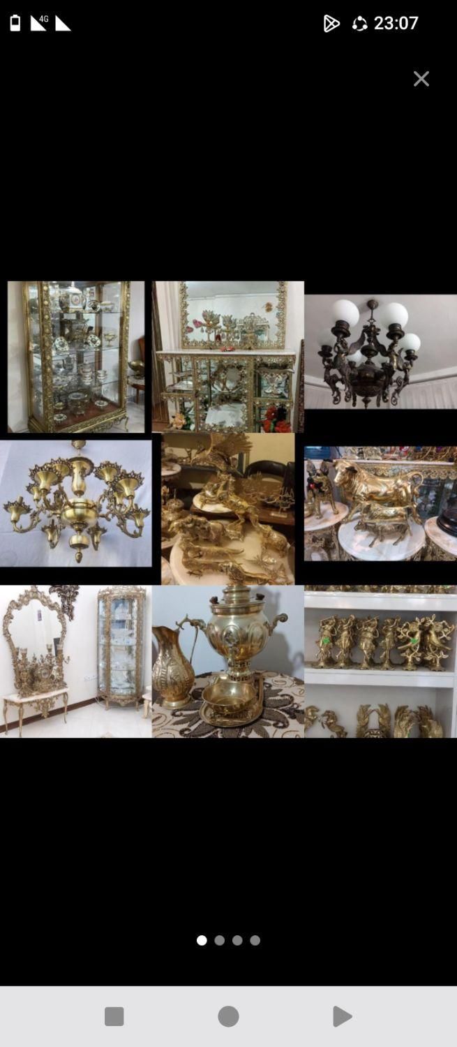 اینه شمعدان برنجی و دکوری برنجی/سمساری|بوفه، ویترین، کنسول|اسلام‌شهر, شهرک واوان|دیوار