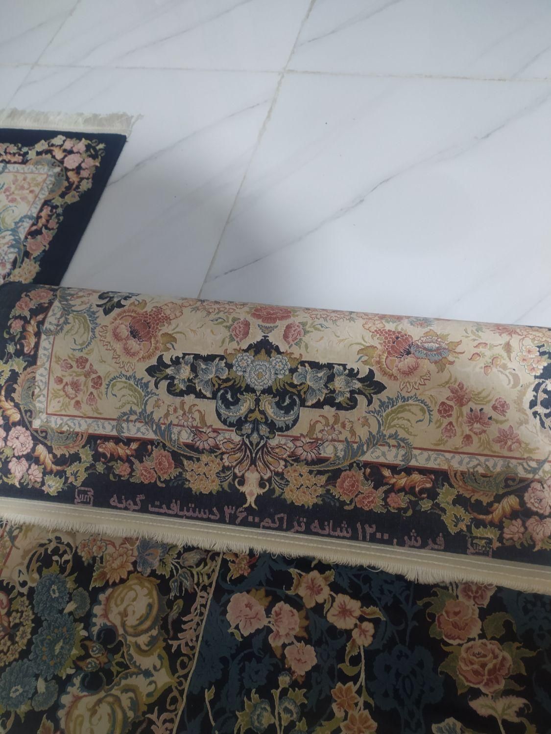 4تخته9متری 1200شانه مخملگونه گلبرجسته زرین کاشان|فرش|کرمانشاه, |دیوار