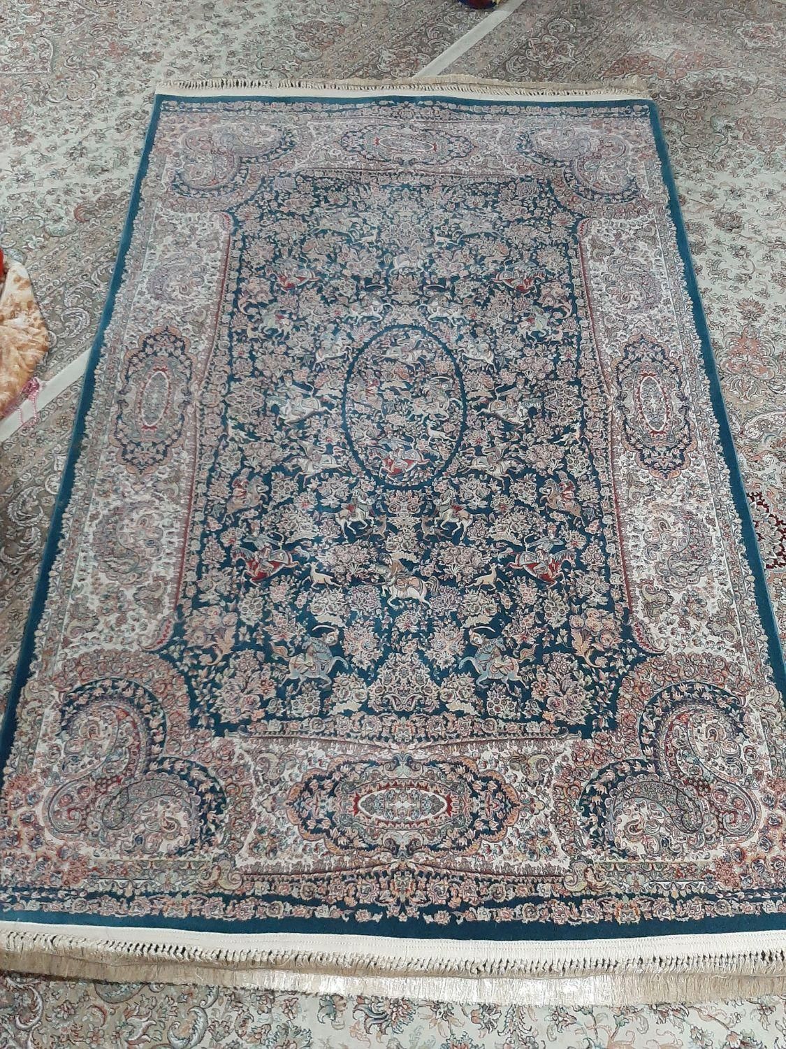 فرش طرح شکارگاه زمینه سورمه ای آکرلیک|فرش|تهران, آرارات|دیوار