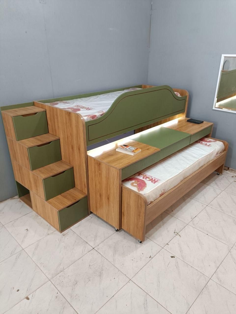 تخت دوطبقه کشویی فوق کاربردی مدل D-020N|تخت و سرویس خواب|رشت, جانبازان|دیوار