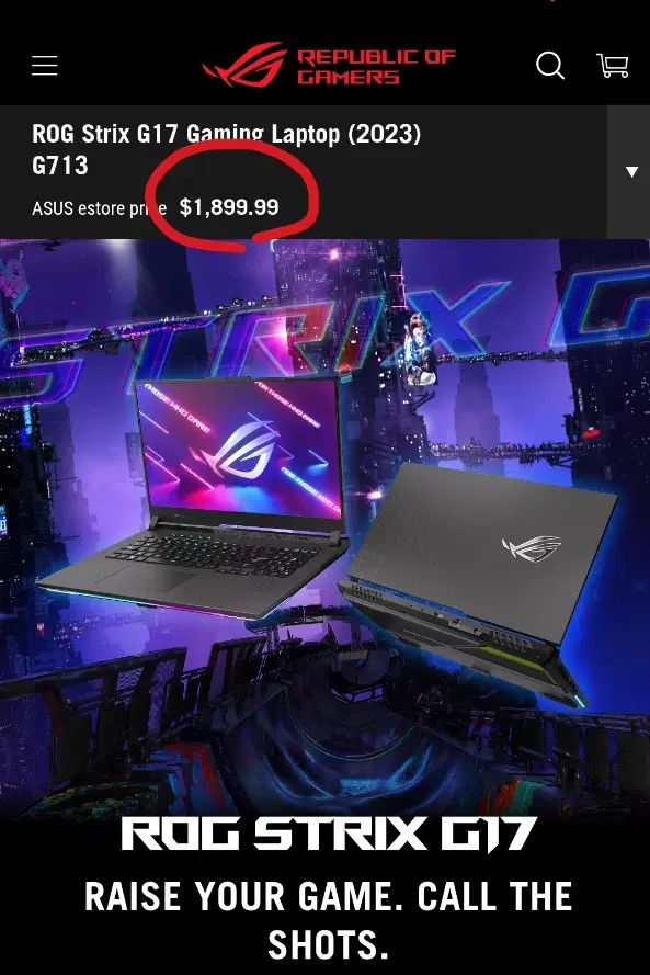 لپتاپ گیمینگ inch 17.3  Rog g17 360hz|رایانه همراه|تهران, صادقیه|دیوار