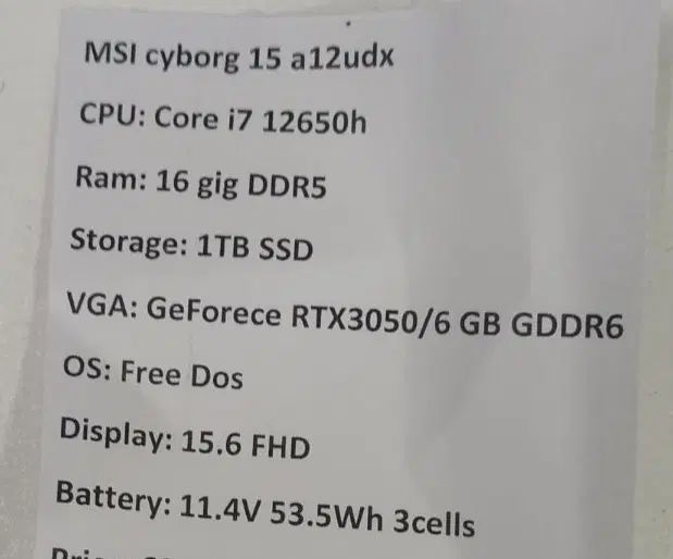 لپتاب گیمینگ msi cyborg 15 a12udx|رایانه همراه|تبریز, |دیوار