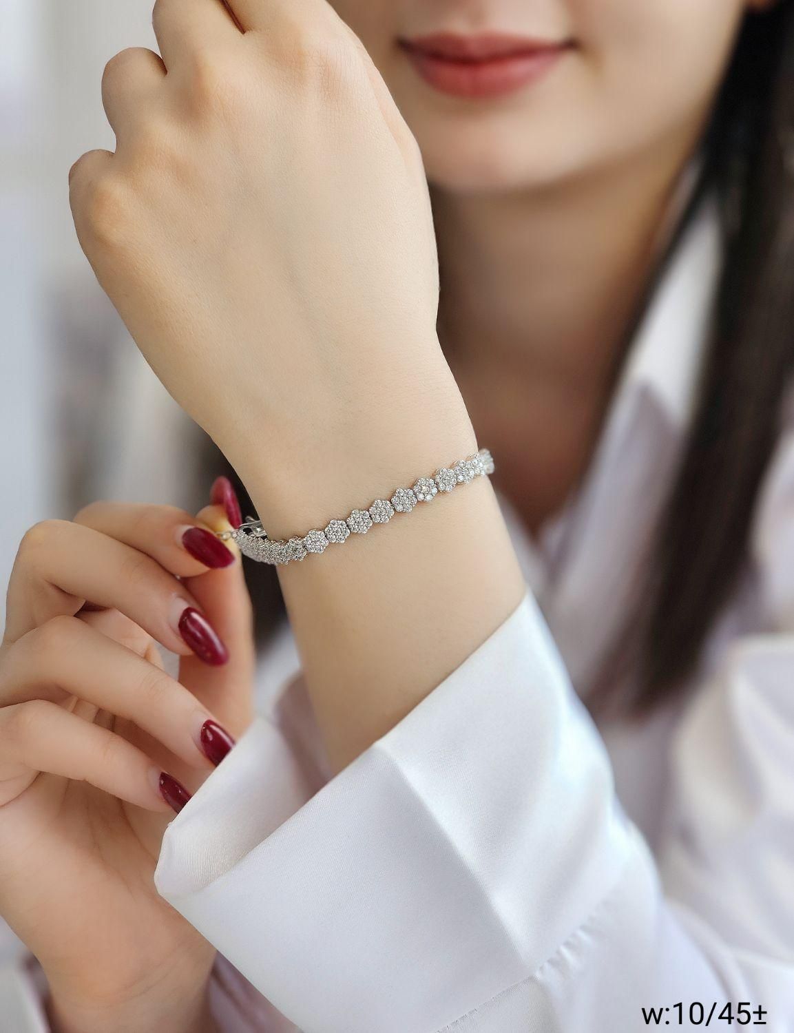 دستبند نقره کارتیه یک در میان نگین دار روکش طلا|بدلیجات|تبریز, |دیوار