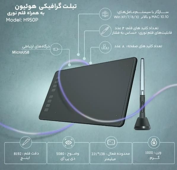 تبلت گرافیکی هوئیون H950p|تبلت|مسجد سلیمان, |دیوار