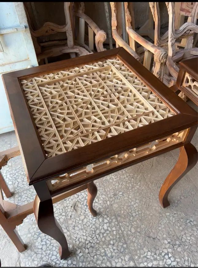 صندلی و میز با چوب چنار گره چینی با دست|کافی‌شاپ و رستوران|اصفهان, سنبلستان|دیوار